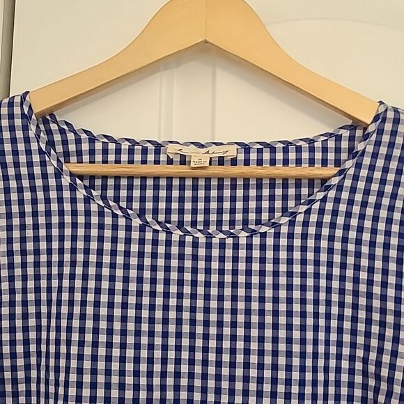 Jane &  Delancey 100% Cotton Medium Blue White Gingham Blouse Bell Sleeve Size M - Picture 3 of 9
